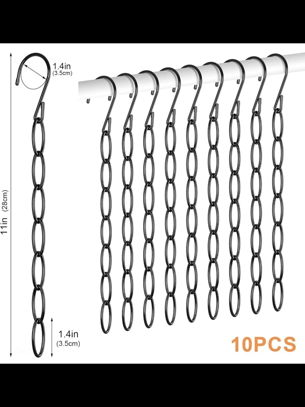 Multi-Tier Metal Chain Pants and Scarf Hanger - Black - Picture 2 of 3